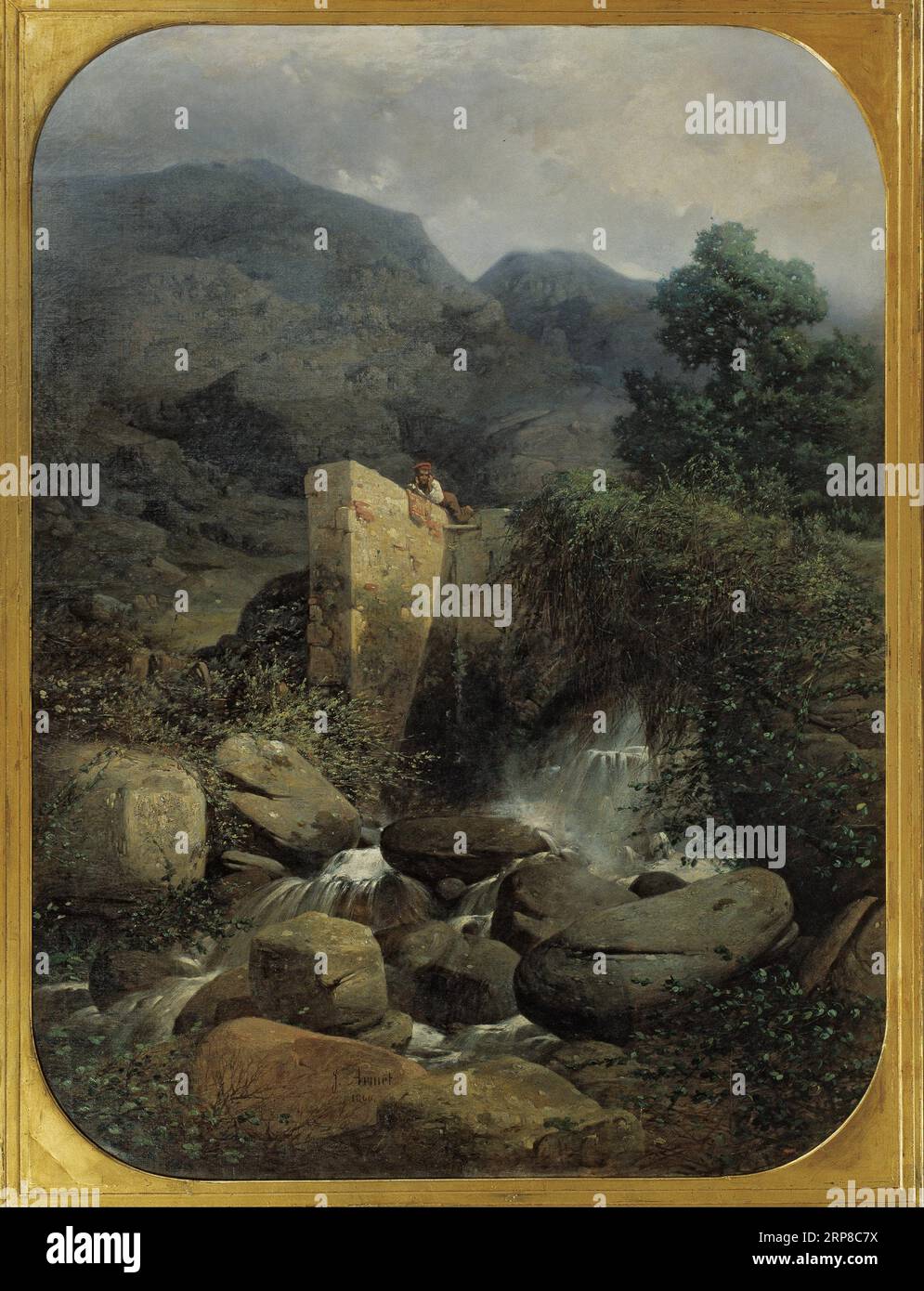 Un Paese. Memoria dei Pirenei. 1866 di José Armet Portanell Foto Stock