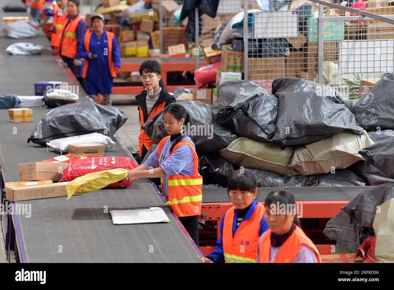 (190228) -- PECHINO, 28 febbraio 2019 (Xinhua) -- i lavoratori smistano i pacchi al centro di transito di una compagnia di consegna espressa a Nanchang, provincia dello Jiangxi della Cina orientale, 14 novembre 2018. Lo scorso anno tre importanti aziende cinesi di corriere espresso hanno registrato una crescita costante dei ricavi grazie al boom dell'e-commerce nel paese più popoloso del mondo. SF Holding Wednesday ha annunciato che i suoi ricavi sono aumentati del 27,6% su base annua fino a raggiungere 90,9 miliardi di yuan (13,6 miliardi di dollari USA) nel 2018, grazie alla rapida crescita delle aziende tradizionali e nuove più adatte a soddisfare le richieste dei clienti. Rivali più piccoli sto Express A. Foto Stock