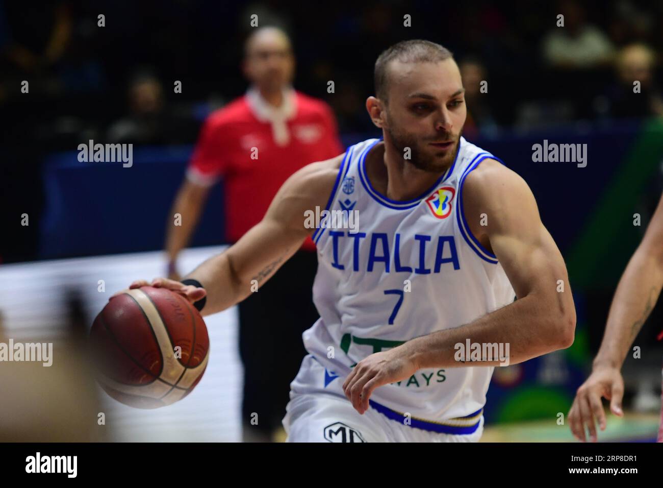 Quezon City, Filippine. 3 settembre 2023. Stefano Tonut della squadra italiana di basket maschile visto in azione durante la partita di Coppa del mondo di pallacanestro maschile FIBA 2023 tra Italia e Porto Rico all'Araneta Coliseum. Punteggio finale; Italia 73:57 Portorico. (Foto di Luis Veniegra/SOPA Images/Sipa USA) credito: SIPA USA/Alamy Live News Foto Stock