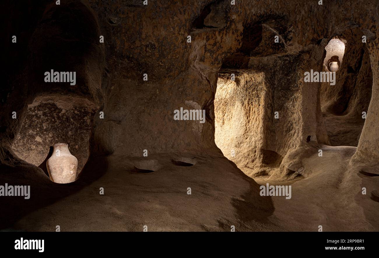 Città sotterranea Mazi (Mazı Yeraltı Şehri). Cappadocia, Turchia Foto Stock
