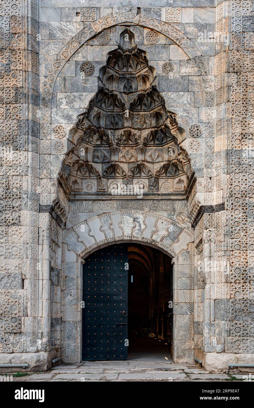 Sultan Han (Sultanhanı) Caravanserai. Ingresso al cortile coperto (iwan). Aksaray, Turchia Foto Stock