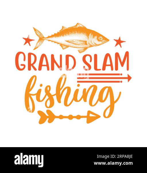 grand salm Fishing, design tipografico t-shirt, stampa tee, SVG freebie, design t-shirt, design t-shirt lettering Illustrazione Vettoriale