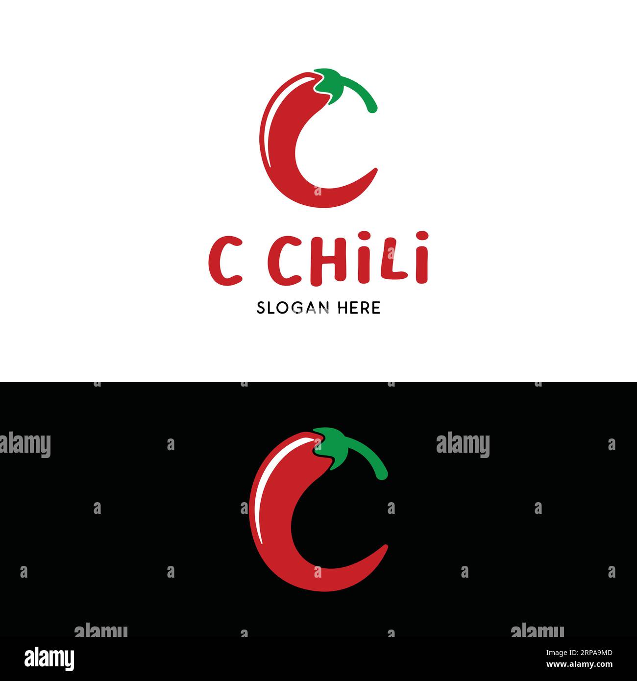 Modello di design del logo C Chili iniziale. I peperoncini peperoncini rossi piccanti sono perfetti per qualsiasi azienda legata al cile o marca di salsa al peperoncino Illustrazione Vettoriale