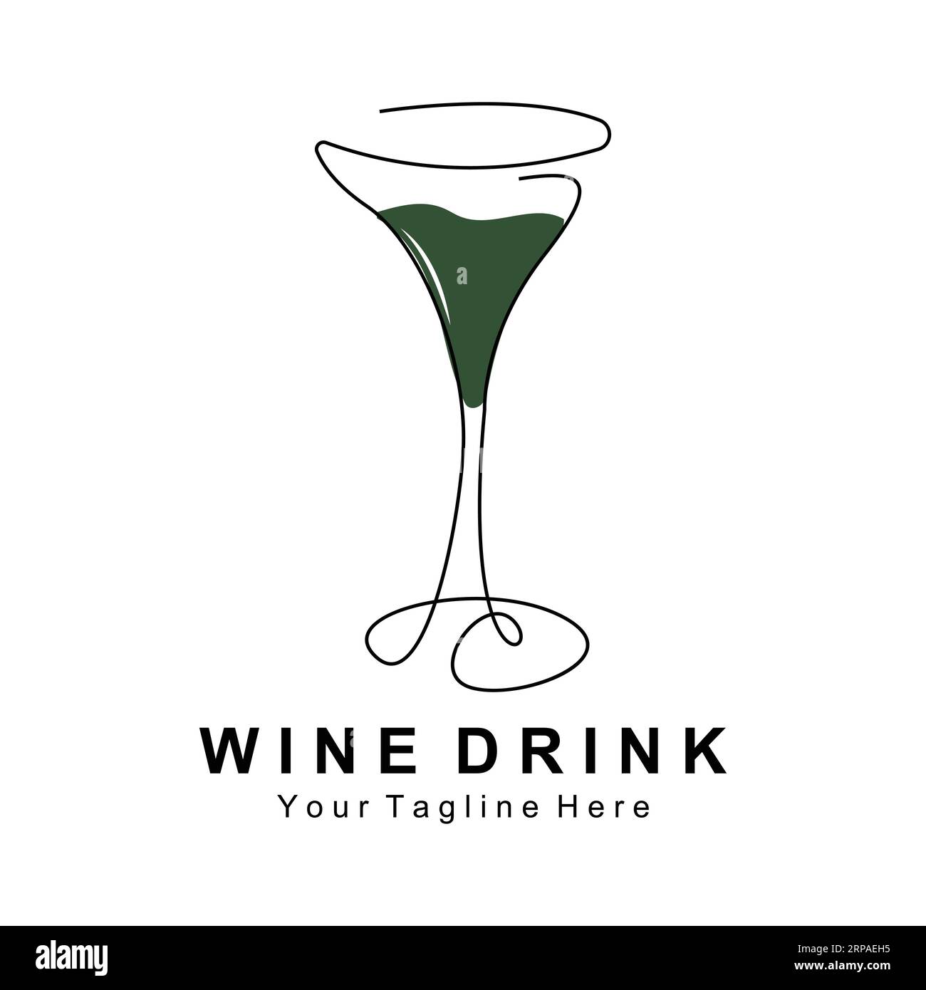 Logo del vino per bevande, illustrazione del vetro, bottiglia per bevande alcoliche, vettoriale del prodotto aziendale Illustrazione Vettoriale