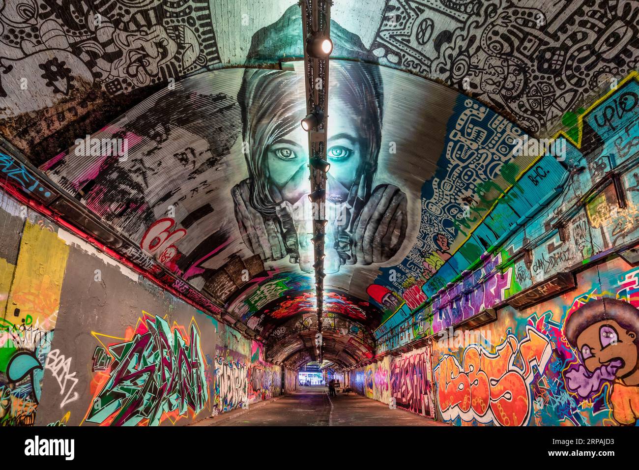 Leake Street, Graffiti Tunnel, Wall Art - Londra Regno Unito Foto Stock