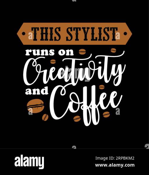 Questo stile è caratterizzato da una tipografia creativa del caffè, t-shirt stampata, calligrafia, scritte, disegni di t-shirt, T-shirt silhouette Illustrazione Vettoriale