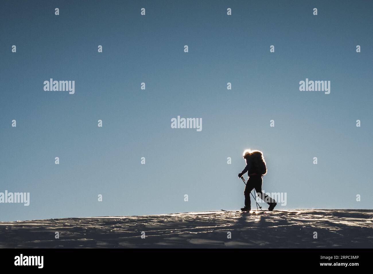 Man splitboarding, Whistler, British Columbia, Canada Foto Stock