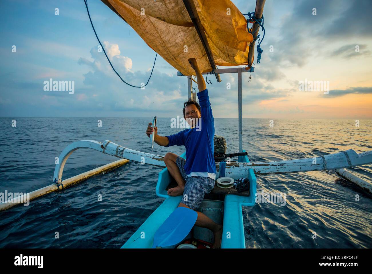 Balinese di pesca tradizionale. Foto Stock