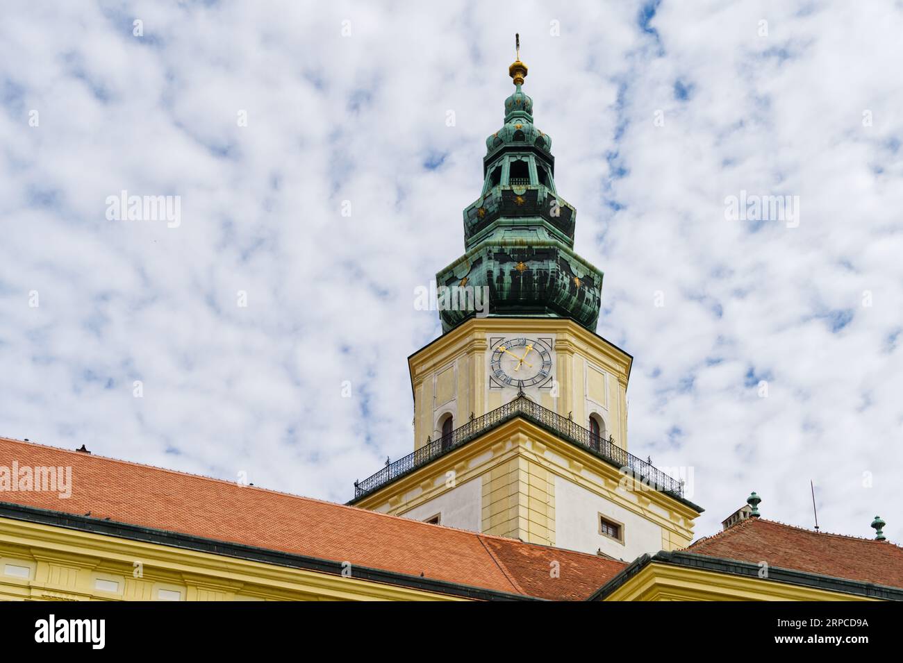 La torre del castello di Kromeriz nella Repubblica Ceca in Europa Foto Stock