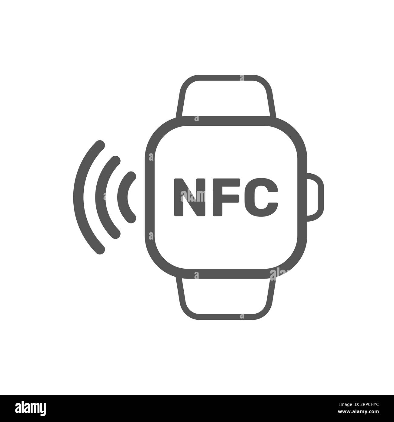 Icona di pagamento Smart Watch in linea, isolata su sfondo bianco Illustrazione Vettoriale
