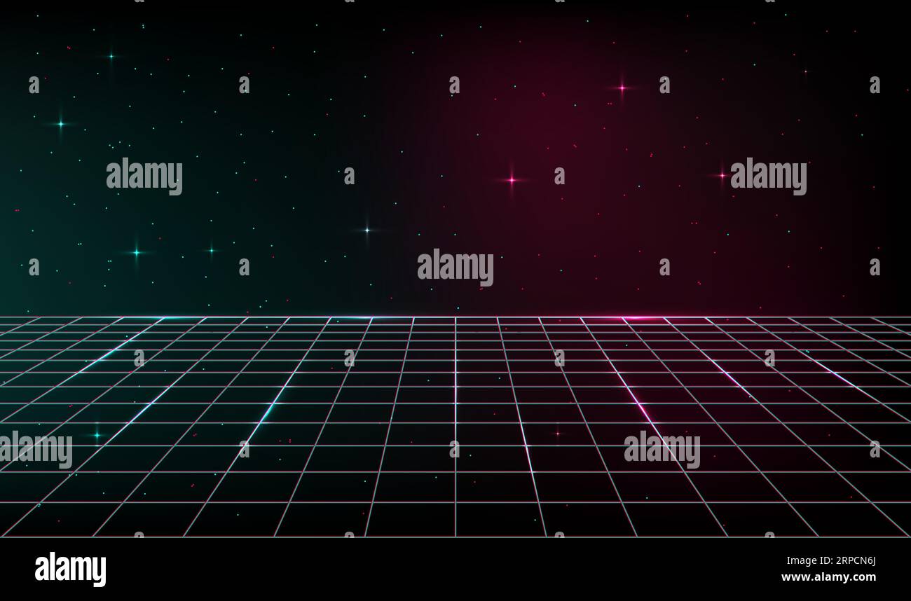 Grid Lines Future sci fi scintillante effetto Glow sfondo astratto Illustrazione Vettoriale
