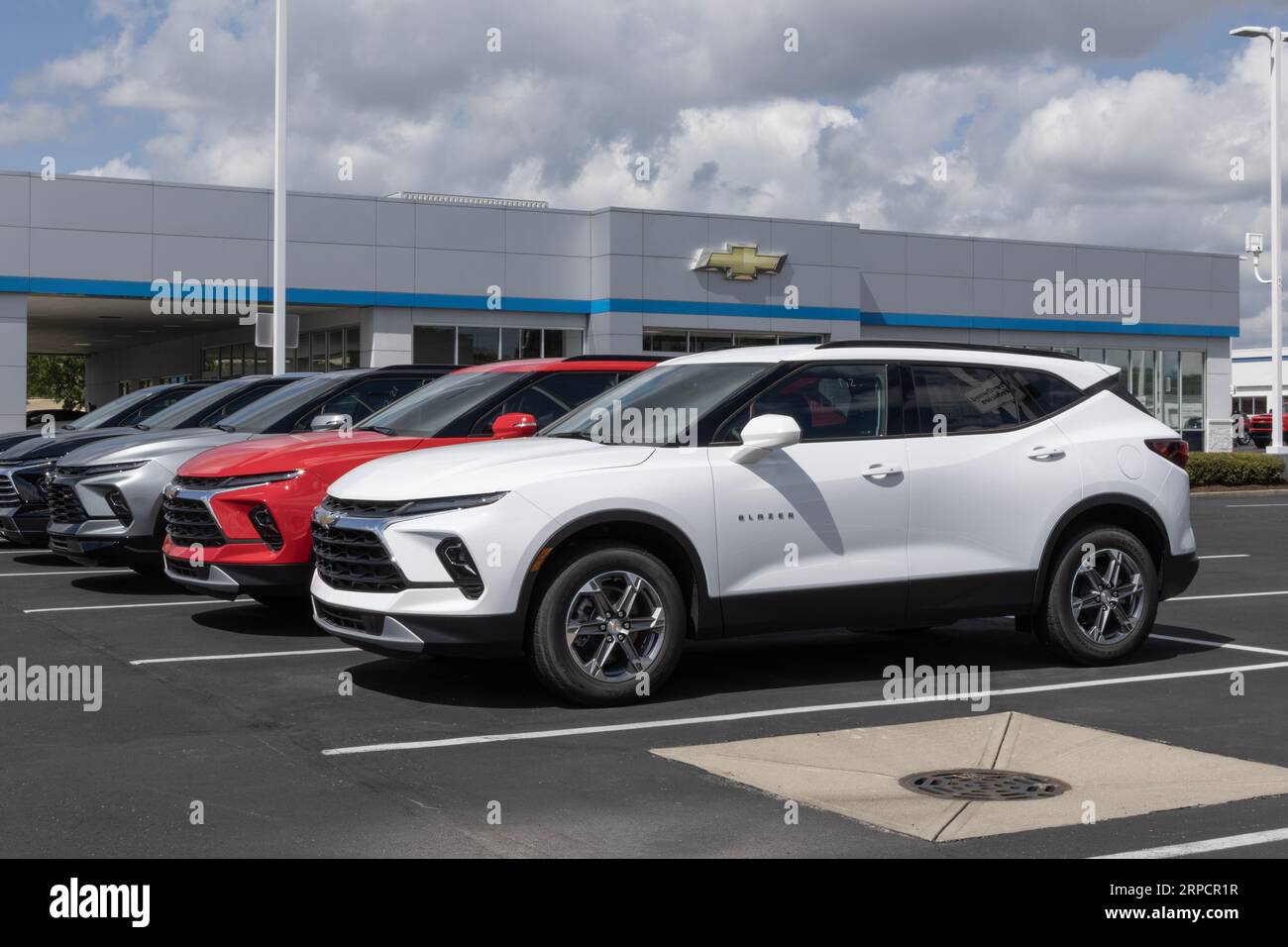 Indianapolis - 3 settembre 2023: Mostra Chevrolet Blazer presso una concessionaria. Chevy offre la Blazer nei modelli 2LT, 3LT e RS. Foto Stock