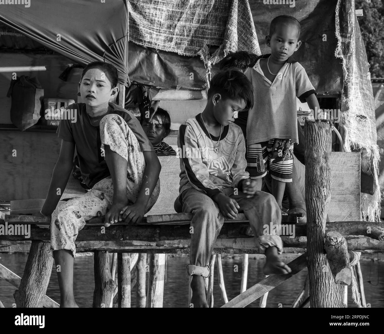 Volti di zingari marini Semporna Sabah Foto Stock