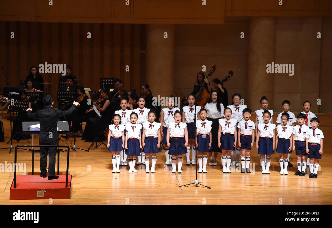 (190807) -- PECHINO, 7 agosto 2019 -- gli artisti si esibiscono durante un concerto alla Forbidden City Concert Hall di Pechino, capitale della Cina, 6 agosto 2019. Il primo di una serie di concerti con 56 gruppi etnici cinesi con ogni concerto con da tre a cinque etnie o speciale per un gruppo etnico ha avuto inizio qui martedì. (Foto di /Xinhua) CHINA-BEIJING-CONCERT (CN) RenxChao PUBLICATIONxNOTxINxCHN Foto Stock