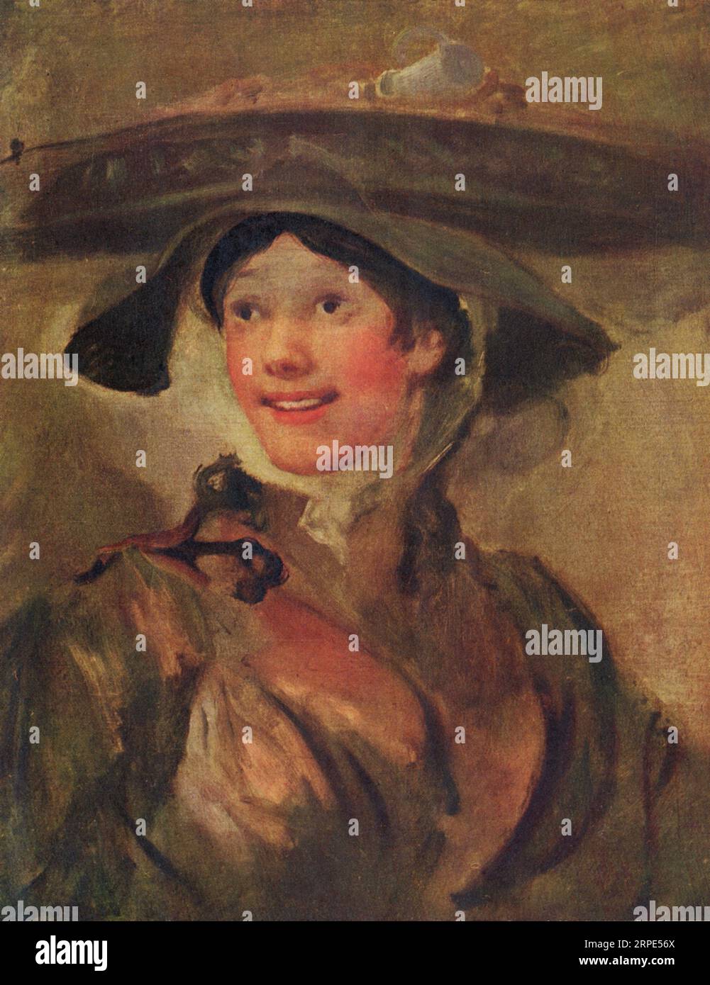 The Shrimp Girl, 1740-45. Di William Hogarth (1697-1764). Il dipinto raffigura una donna che vende molluschi per le strade di Londra, in genere un lavoro per le mogli e le figlie di pescivendoli che possedevano bancarelle in mercati come Billingsgate. Foto Stock