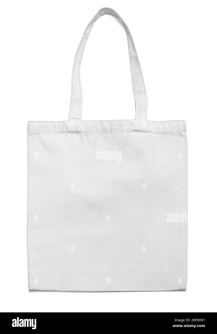 Borsa tote bianca mockup eco vuota modello di sacco per la spesa in tessuto isolato su sfondo bianco, percorso di ritaglio, design mock-up Foto Stock