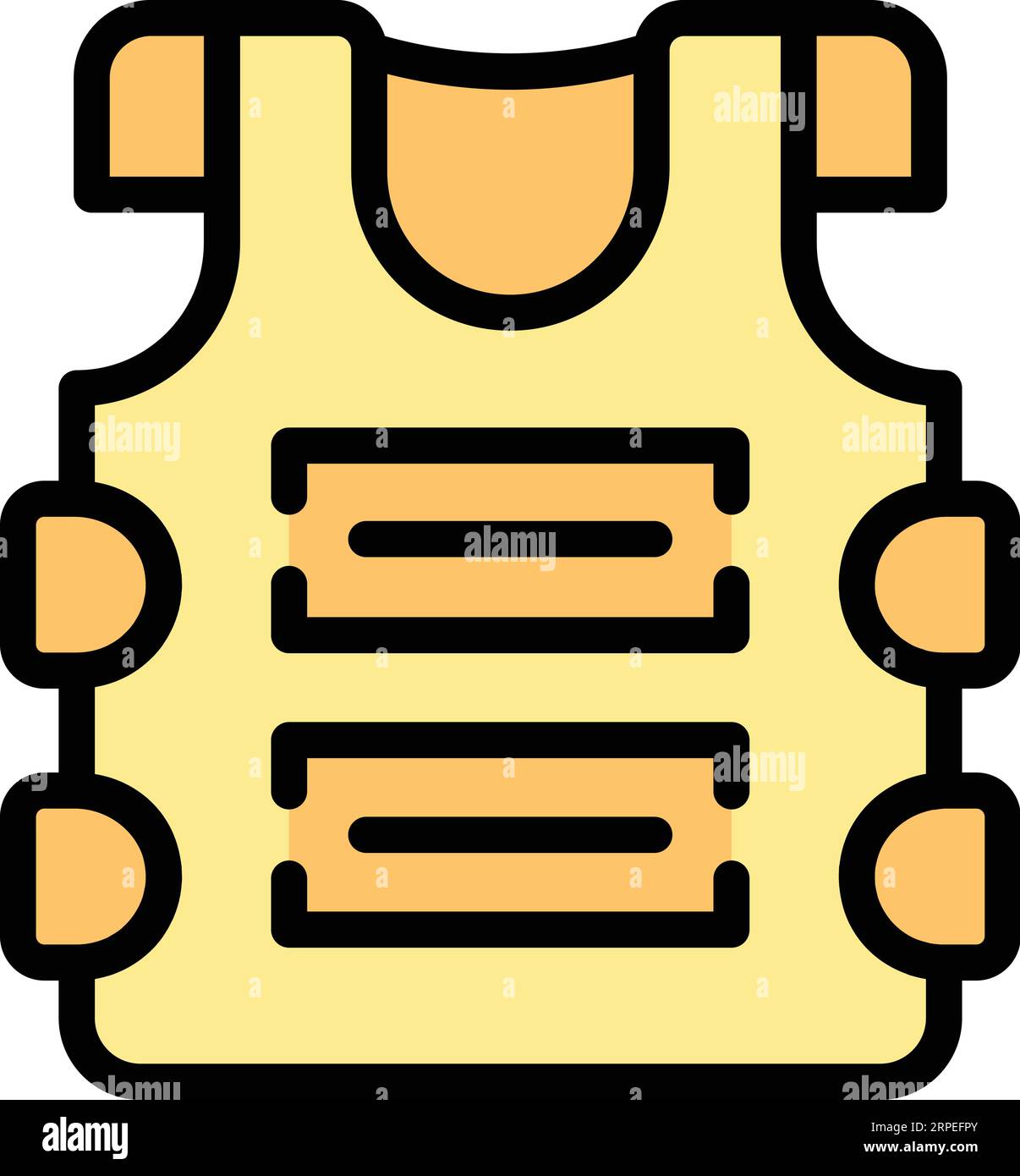 Icona gilet in Kevlar che delinea il vettore. Armatura antiproiettile. Rivestimento protettivo piatto di colore Illustrazione Vettoriale