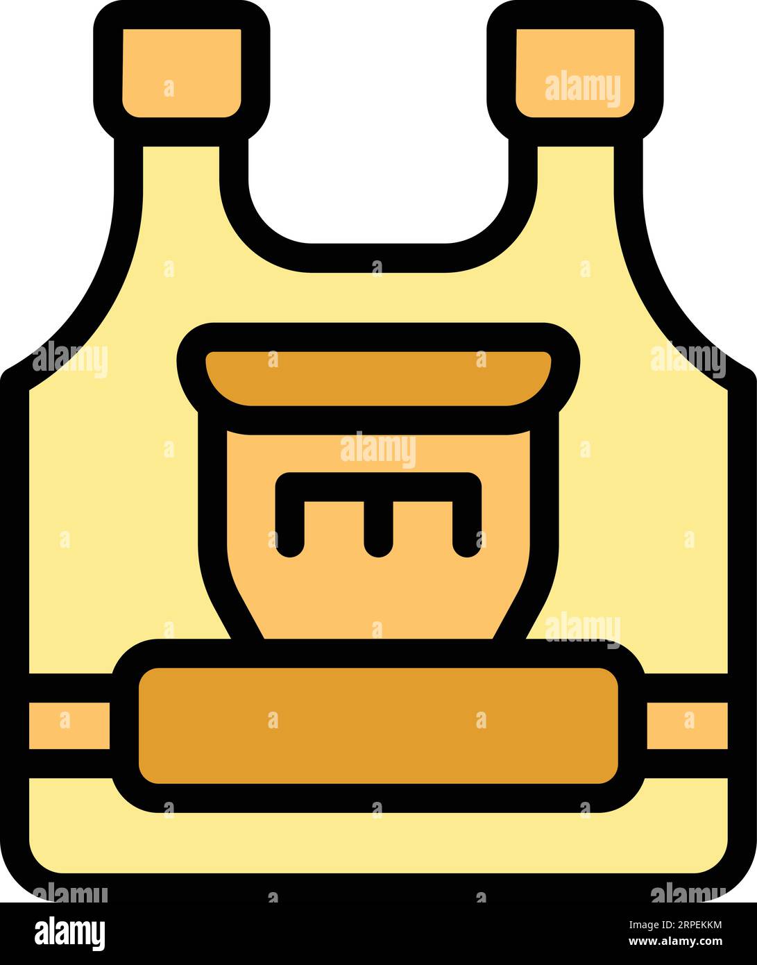 Icona giubbotto tattico per delineare il vettore. Armatura antiproiettile. Rivestimento protettivo piatto di colore Illustrazione Vettoriale