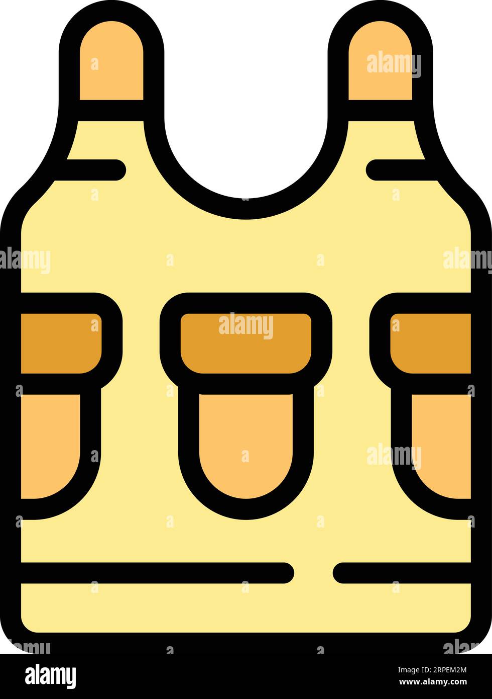 Icona del gilet in velcro che delinea il vettore. Giacca dell'esercito. Gilet antiproiettile color piatto Illustrazione Vettoriale