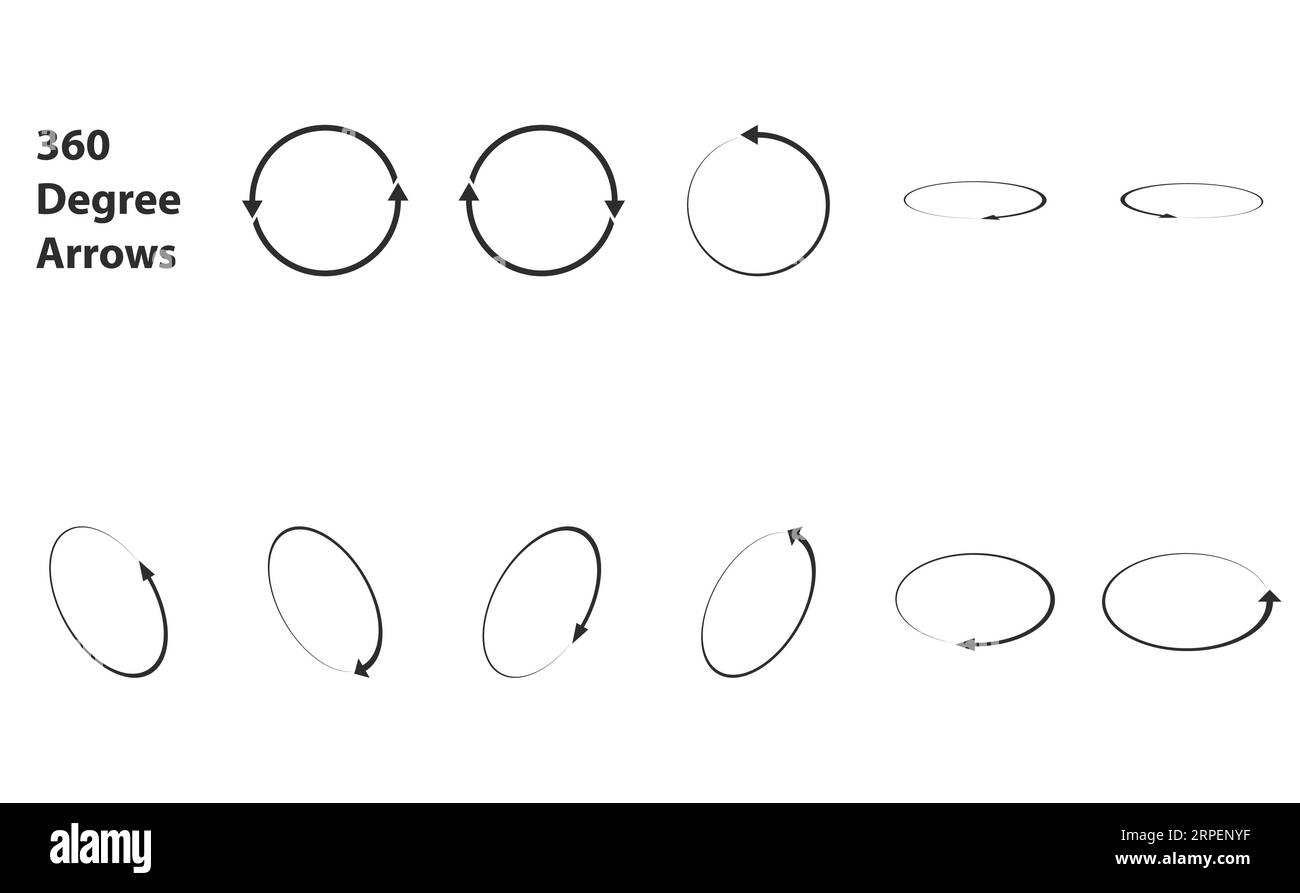 Frecce della vista a 360 gradi in direzioni diverse Illustrazione Vettoriale