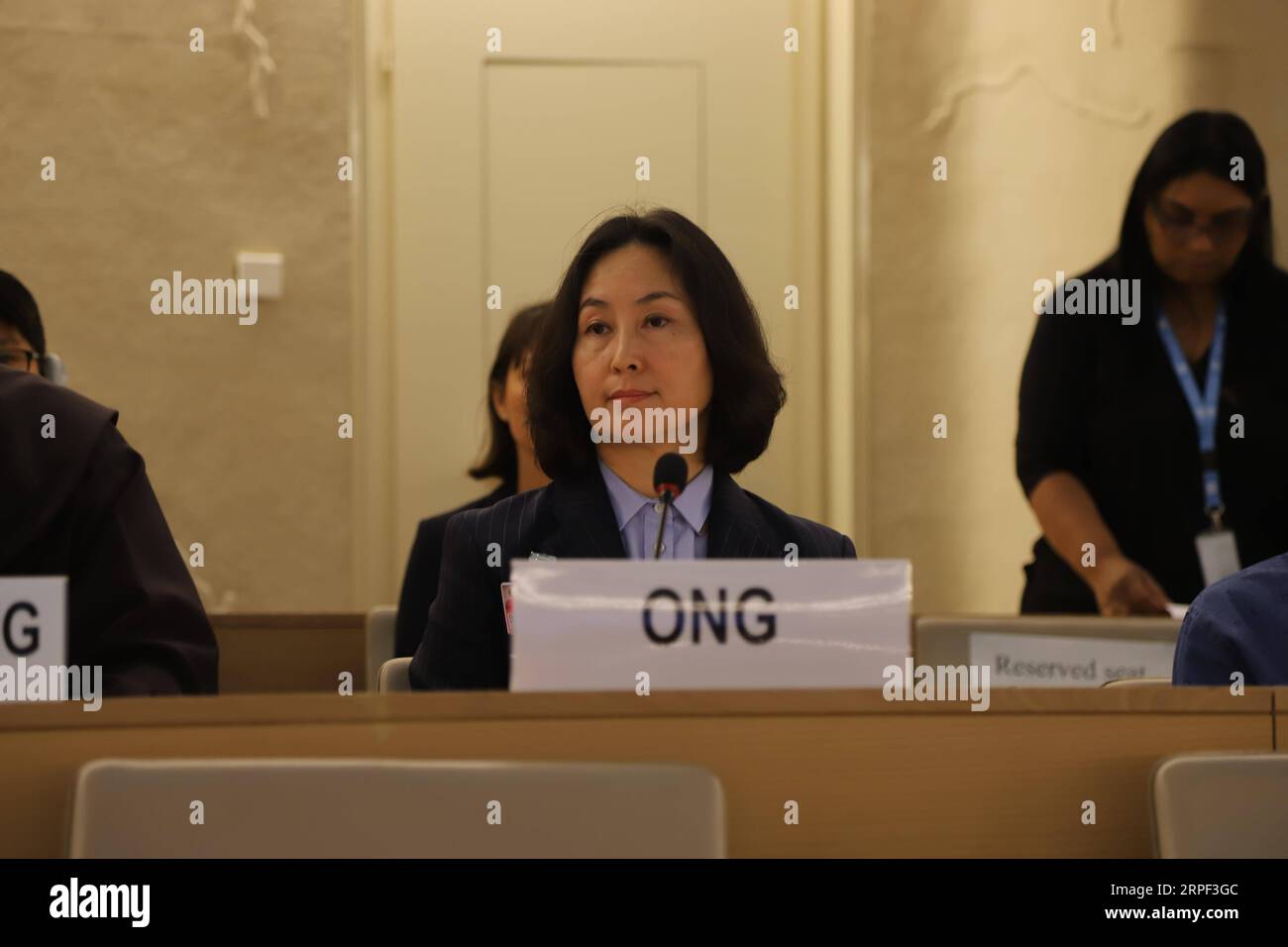 (190911) -- GINEVRA, 11 settembre 2019 -- Pansy ho Chiu-king, presidente della Hong Kong Federation of Women (HKFW), interviene alla 42a sessione del Consiglio per i diritti umani delle Nazioni Unite a Ginevra, in Svizzera, 11 settembre 2019. ) SVIZZERA-GINEVRA-UN-HONG KONG-RAPPRESENTANTE DONNA CHENXJUNXIA PUBLICATIONXNOTXINXCHN Foto Stock