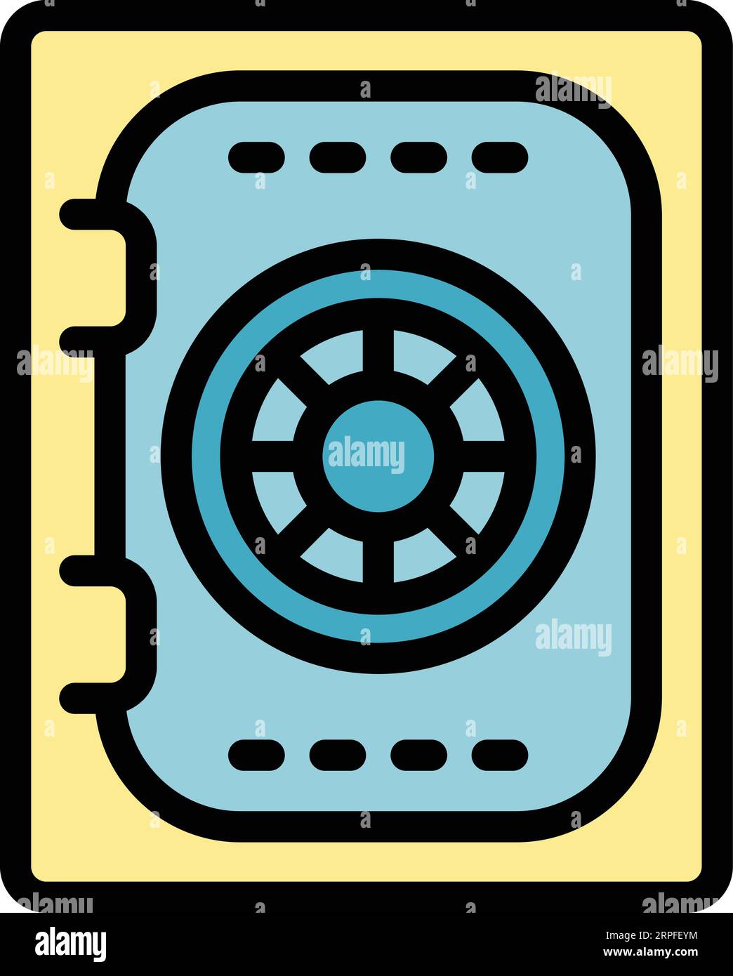 Icona della porta sottomarina per delineare il vettore. Design della serratura. Maniglia interna di colore piatto Illustrazione Vettoriale