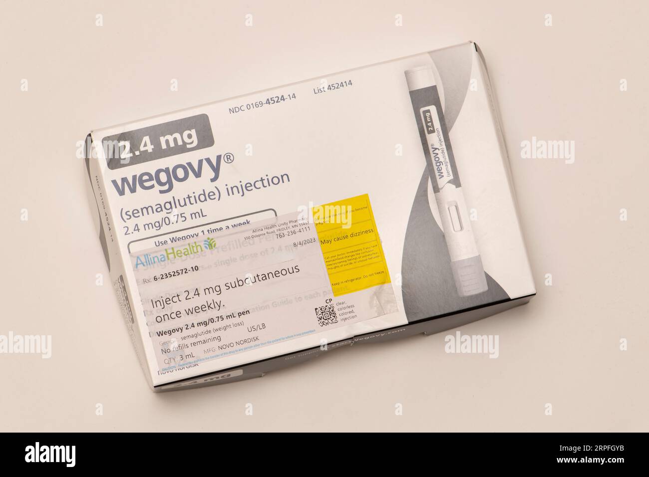 STILL Life di Wegovy un farmaco iniettabile di perdita di peso prescrizione che ha aiutato le persone con obesità. Deve essere utilizzato con un piano di perdita di peso AN Foto Stock