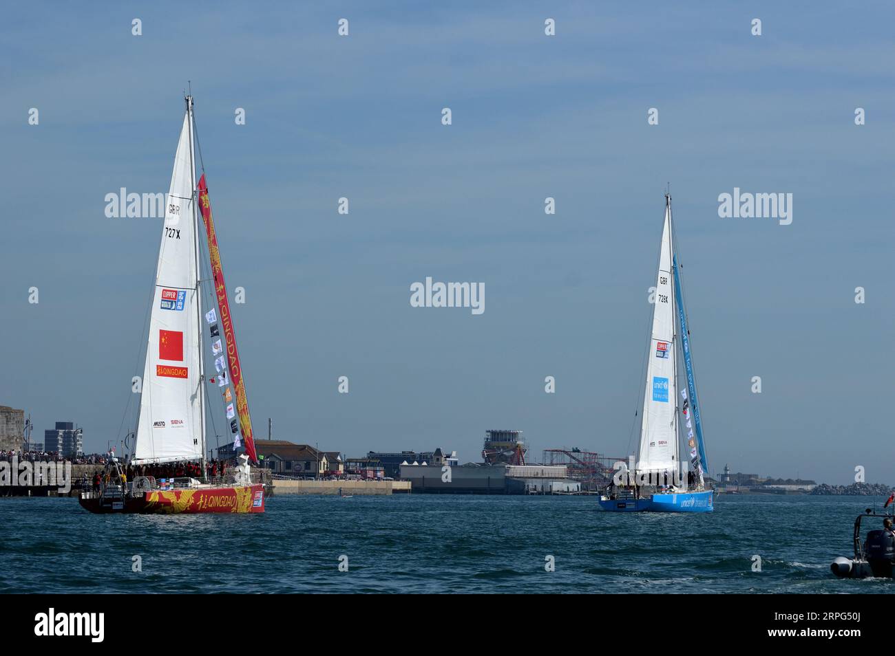 Clipper 2023 fa il giro della gara mondiale di yacht portsmouth Foto Stock