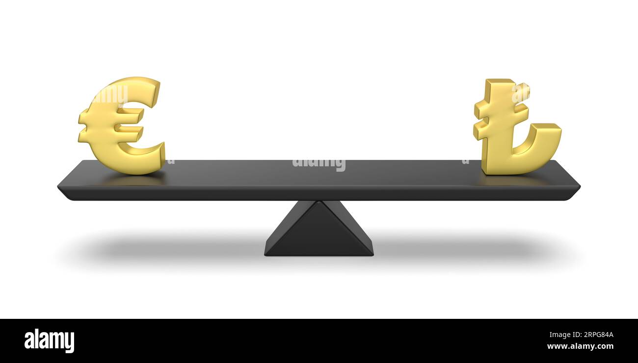 Equilibrio tra euro e lira turca in vista mare, immagine concettuale Foto Stock