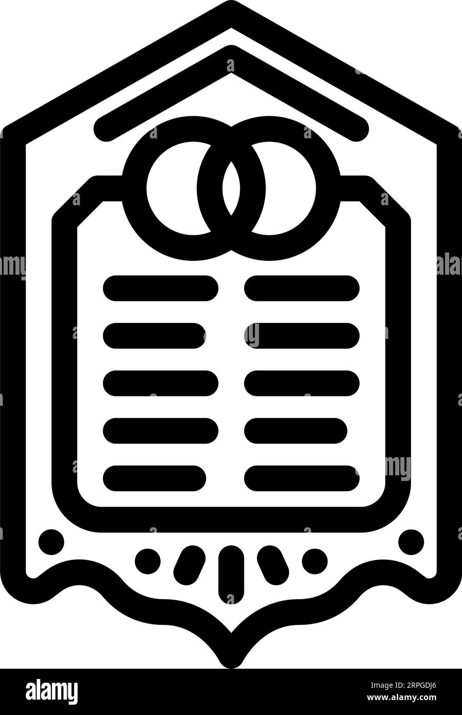 illustrazione vettoriale dell'icona della linea del contratto di matrimonio ketubah Illustrazione Vettoriale