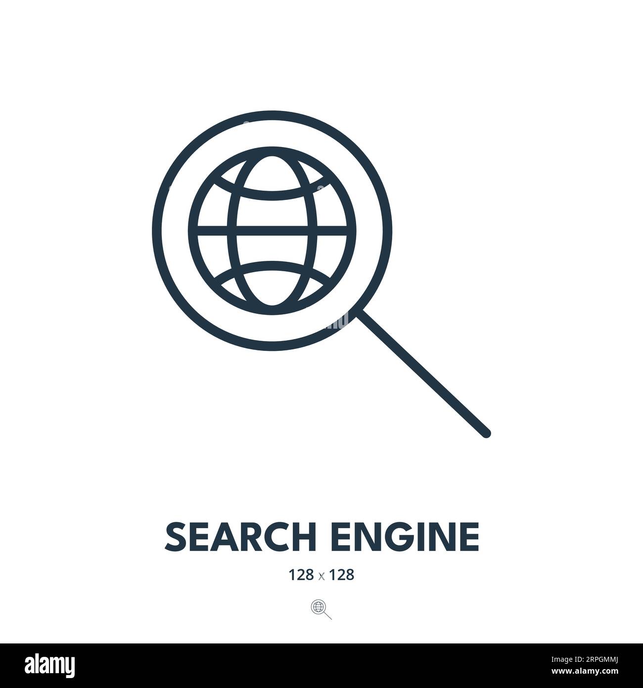 Icona motore di ricerca. SEO, Marketing, sito Web. Tratto modificabile. Icona vettore semplice Illustrazione Vettoriale