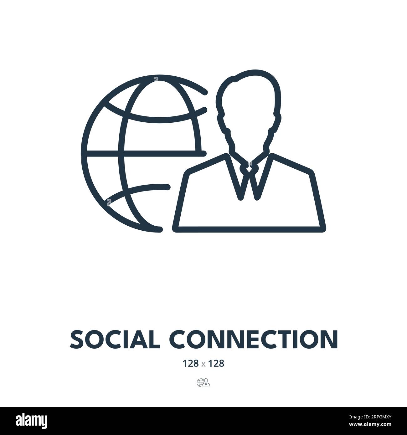 Icona connessione social. Rete, comunicazione, globale. Tratto modificabile. Icona vettore semplice Illustrazione Vettoriale