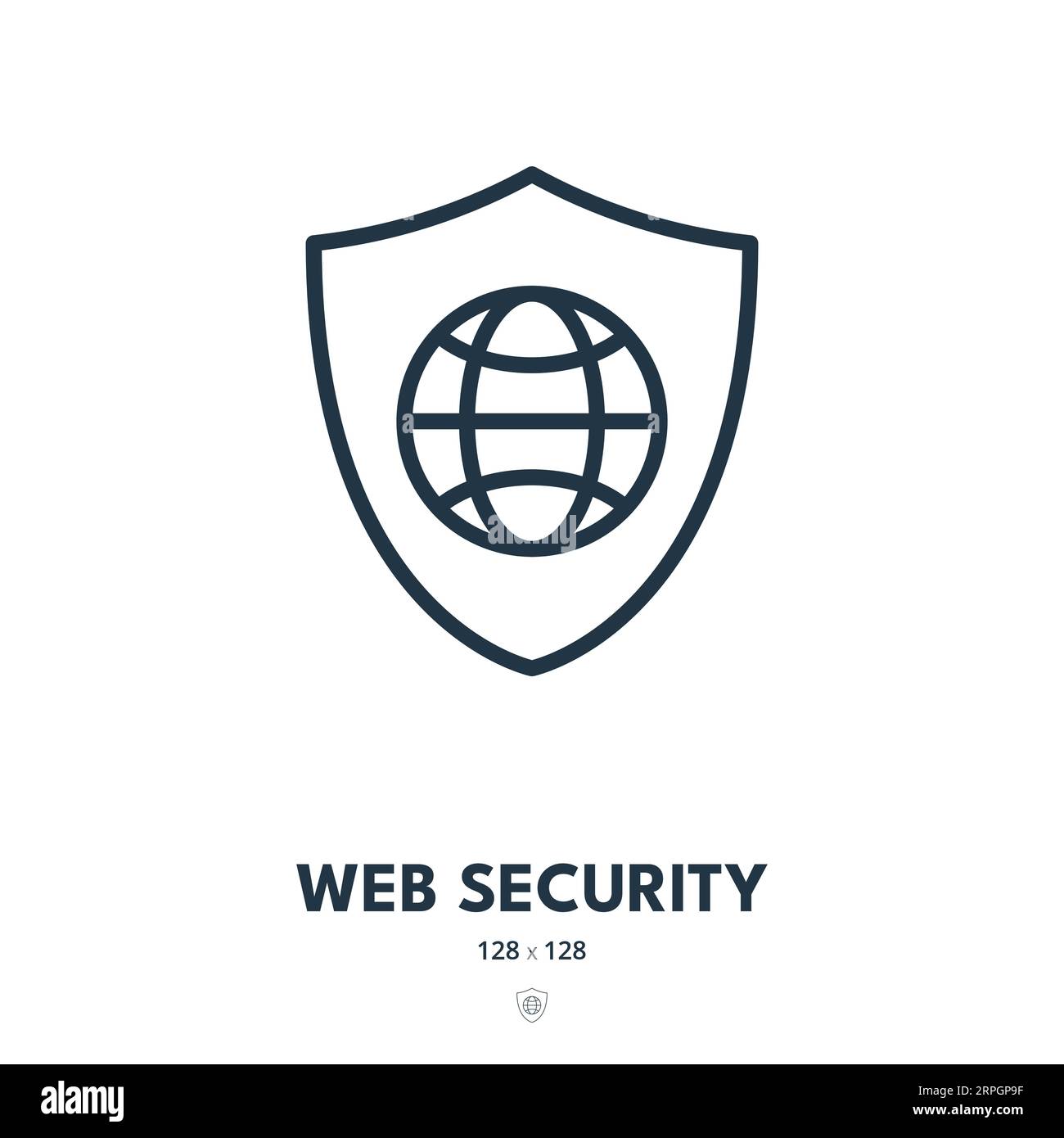 Icona sicurezza Web. Internet, sicuro, sicuro. Tratto modificabile. Icona vettore semplice Illustrazione Vettoriale