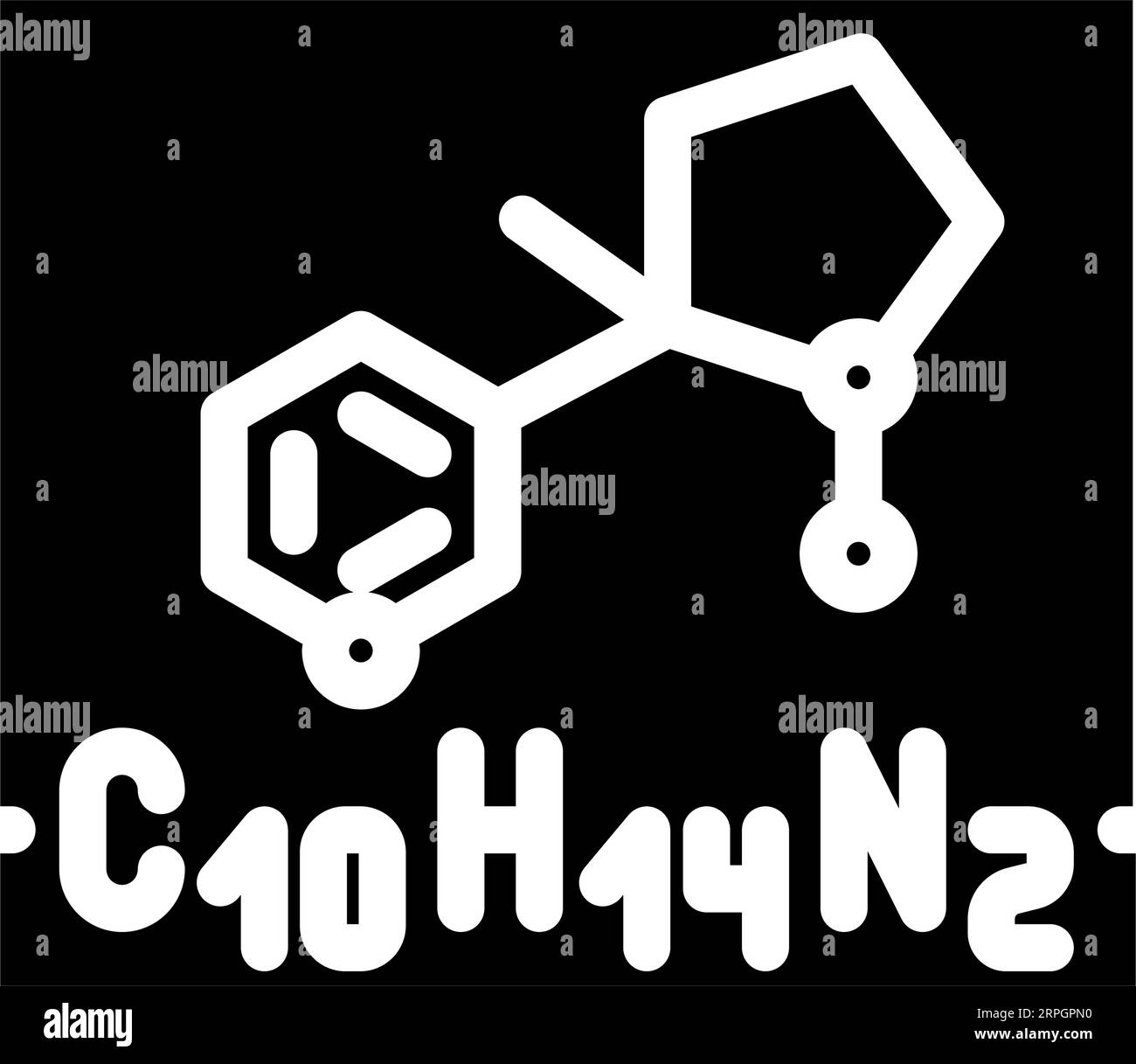 illustrazione del vettore icona glifo della formula della nicotina Illustrazione Vettoriale