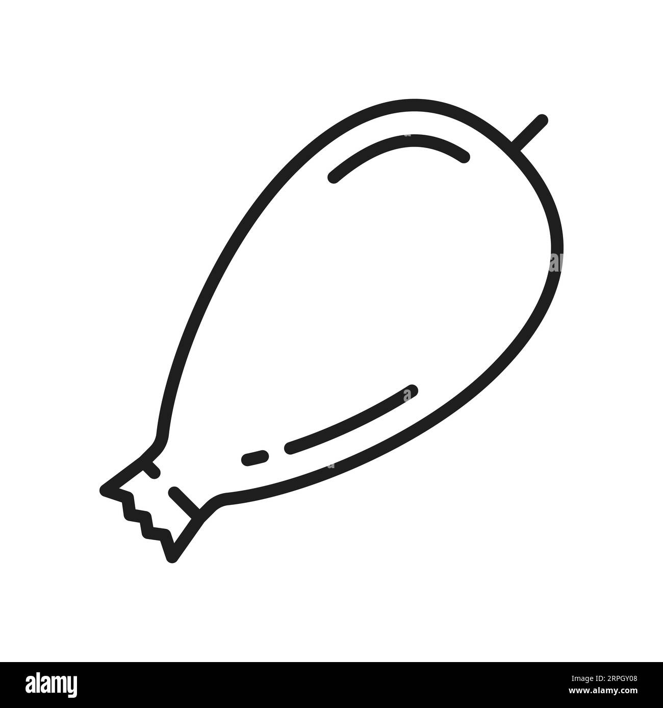 Icona a linea sottile isolata feijoa Fruit. Contorno vettoriale esotico brasiliano feijoa, frutta tropicale sudamericana, frutta cruda matura intera, cibo esotico Illustrazione Vettoriale