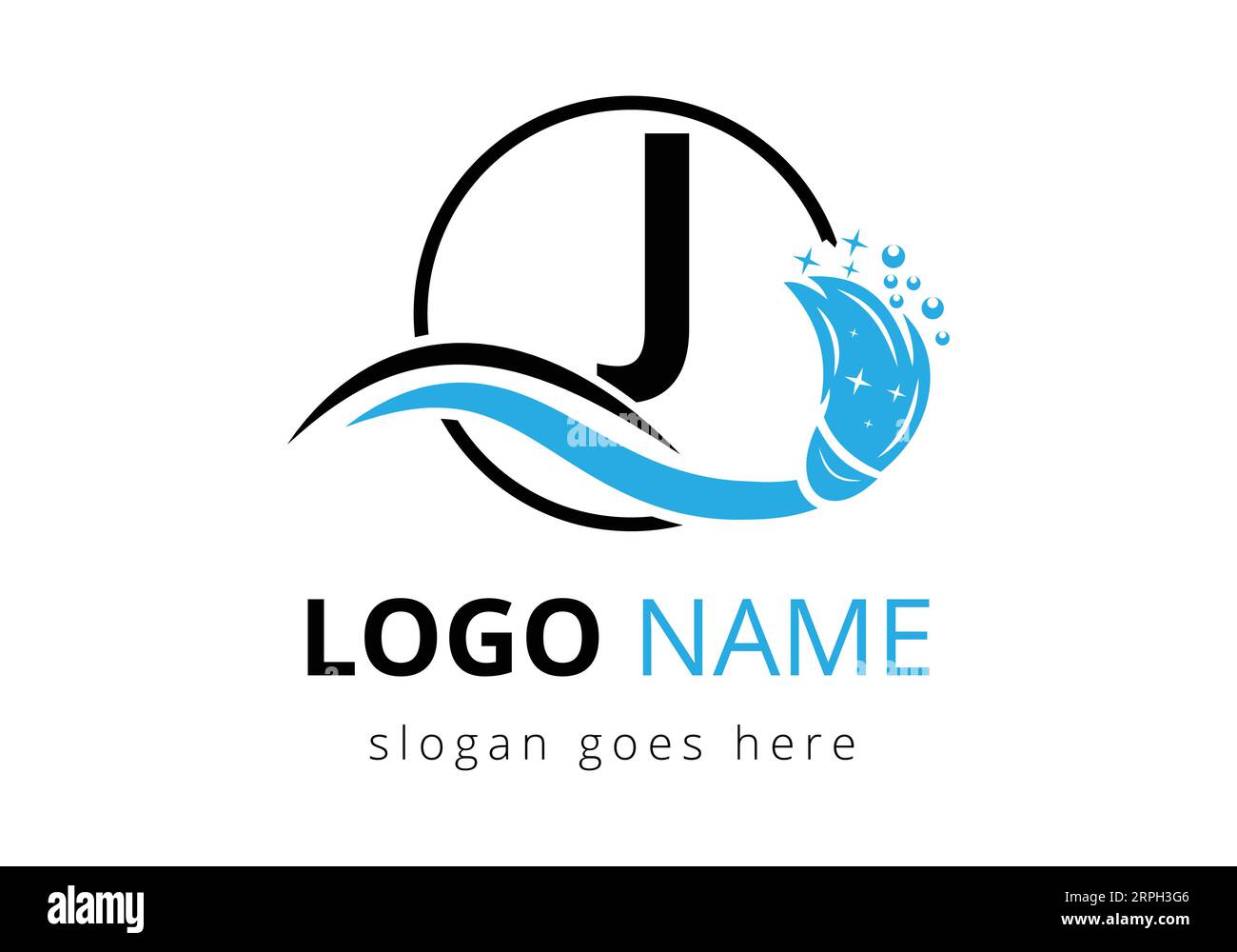 Modello di design logo servizio di pulizia lettera J Illustrazione Vettoriale