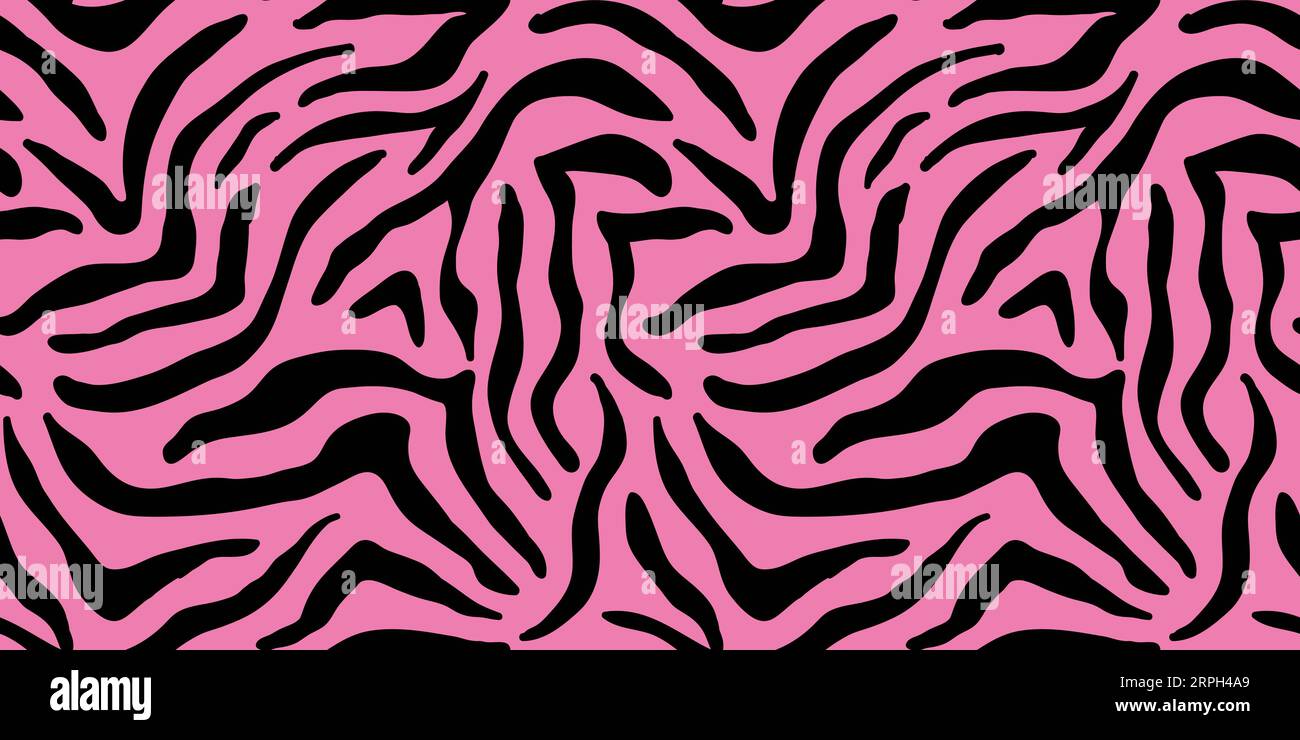 Sfondo stampa Tiger con motivo senza cuciture e zebra rosa Illustrazione Vettoriale