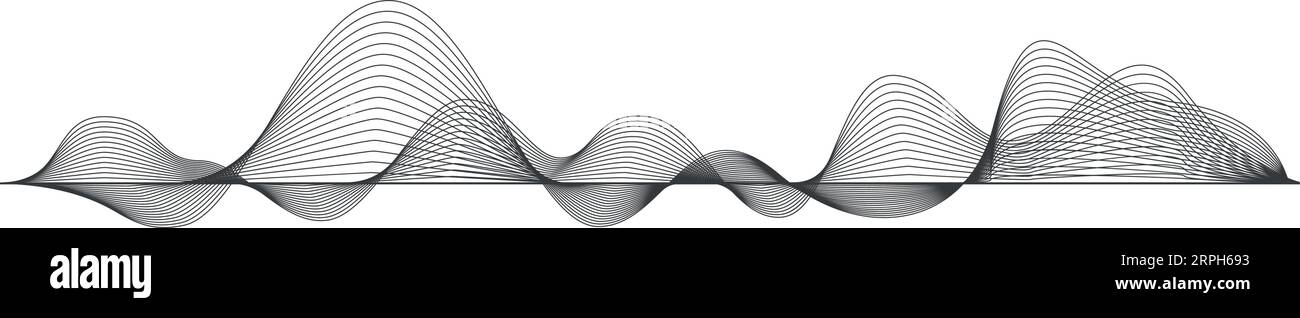 Onda audio. Forma volume. Effetto sonoro nero Illustrazione Vettoriale