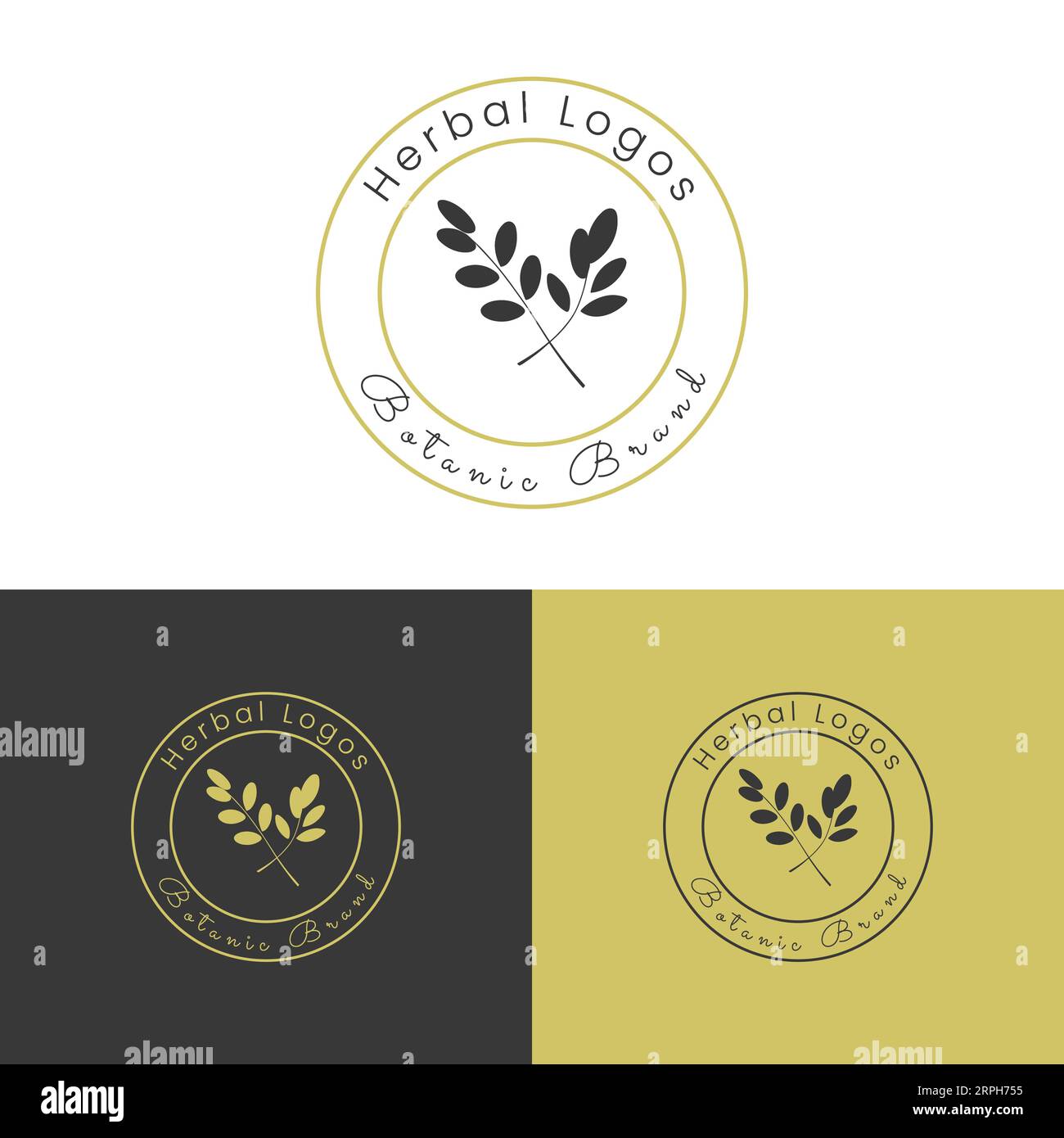 Logo minimalista Flower a base di erbe Illustrazione Vettoriale