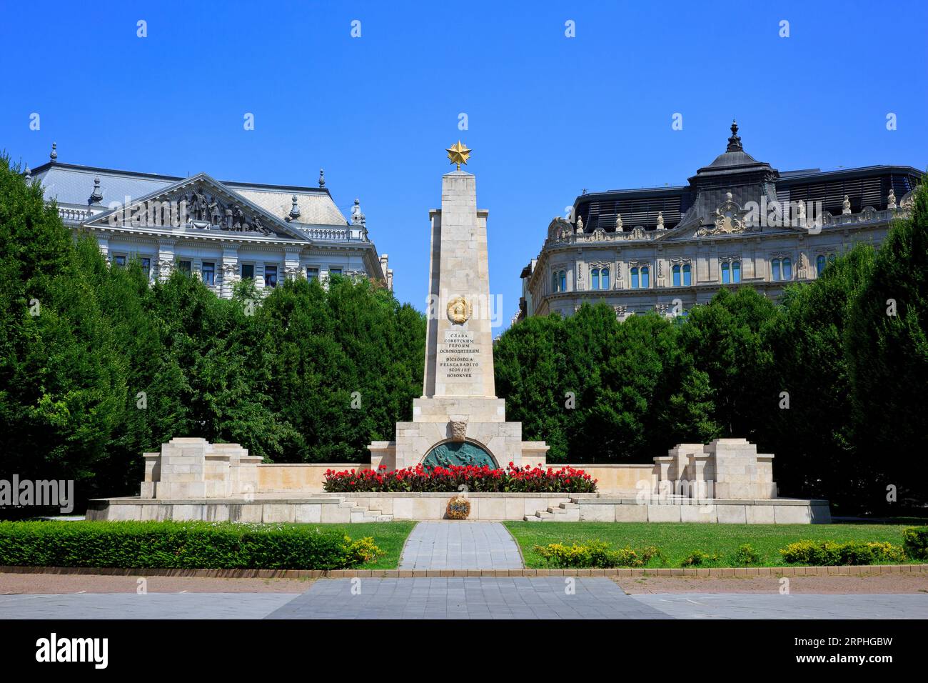 Il Memoriale di guerra sovietico della seconda guerra mondiale in Piazza della libertà a Budapest, Ungheria Foto Stock