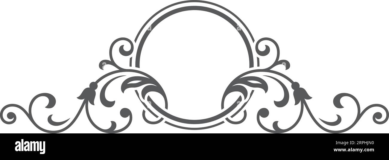 Telaio monogramma rotondo. Decorazioni vintage sui bordi Illustrazione Vettoriale