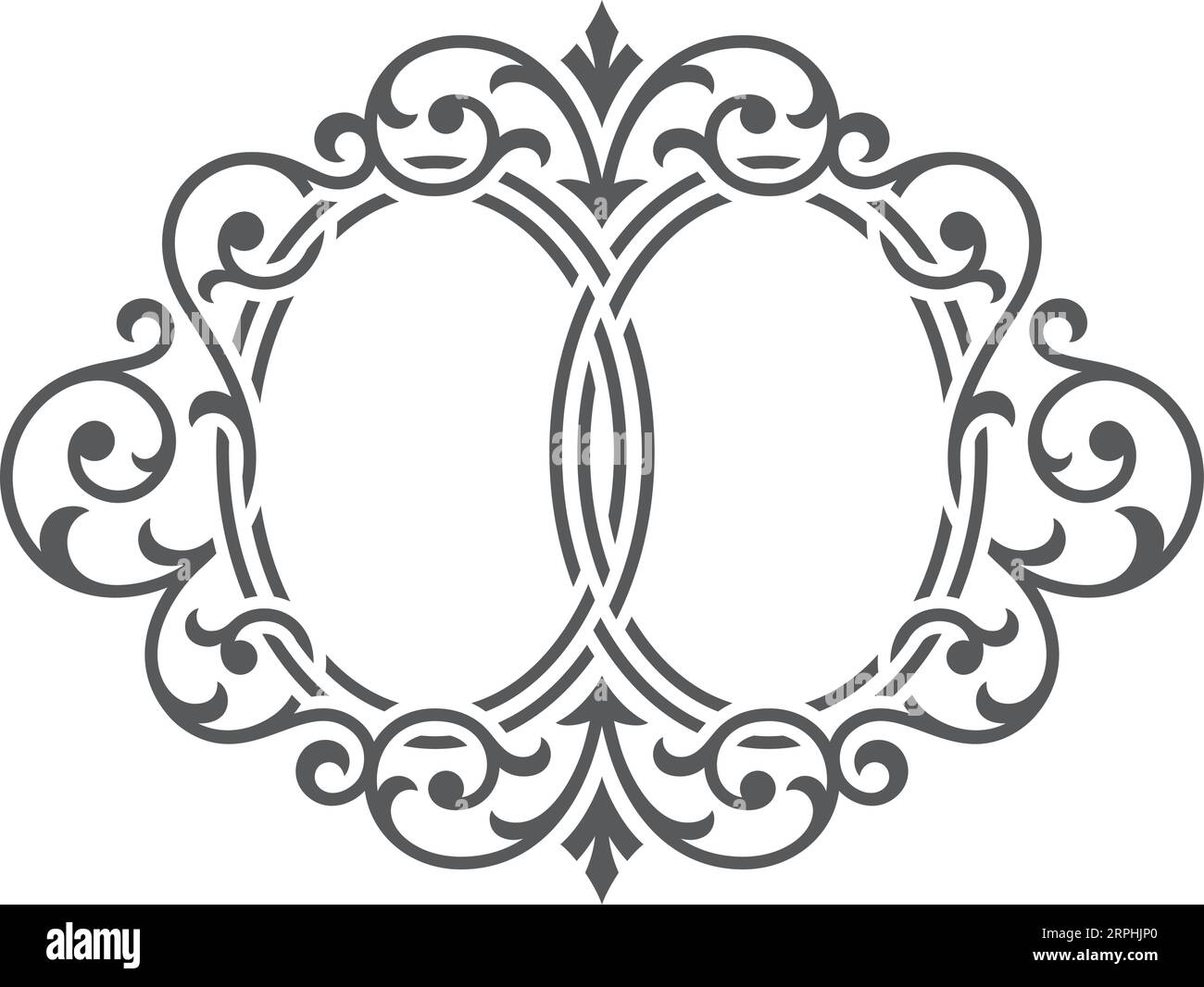 Fotogramma monogramma di coppia. Decorazioni vintage con emblema nuziale Illustrazione Vettoriale