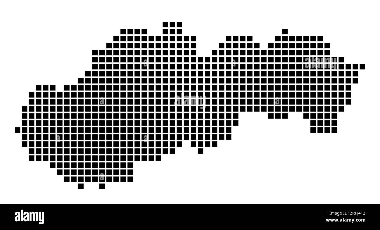 Mappa della Slovacchia. Mappa della Slovacchia in stile punteggiato. I confini del paese sono riempiti di rettangoli per il tuo progetto. Illustrazione vettoriale. Illustrazione Vettoriale