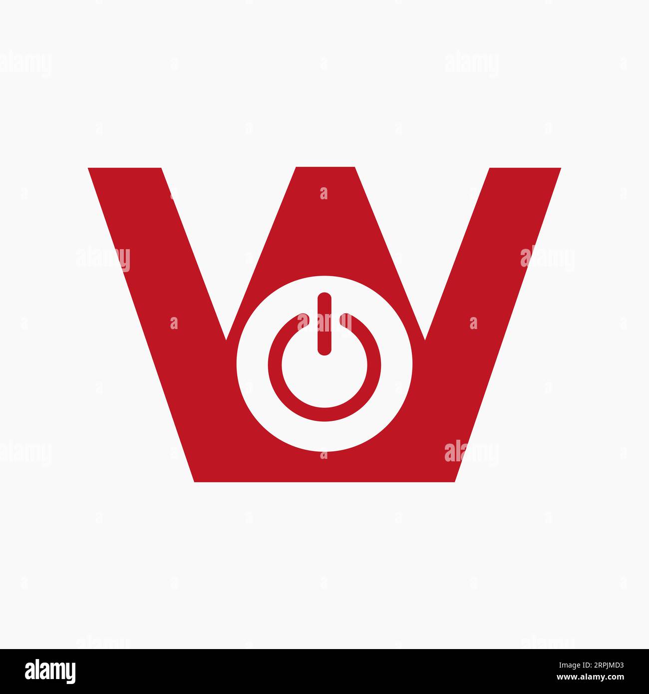 Simbolo elettronico con logo Letter W Power Illustrazione Vettoriale