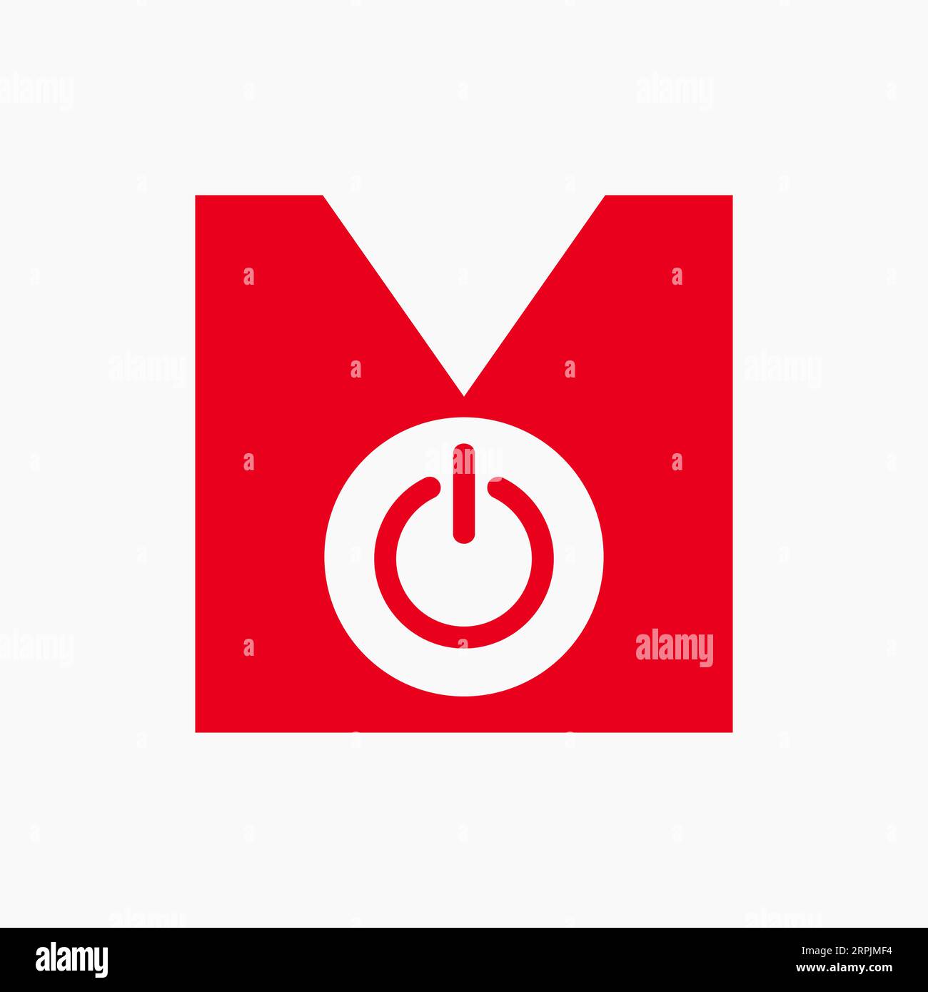 Simbolo elettronico con logo Letter M Power Illustrazione Vettoriale