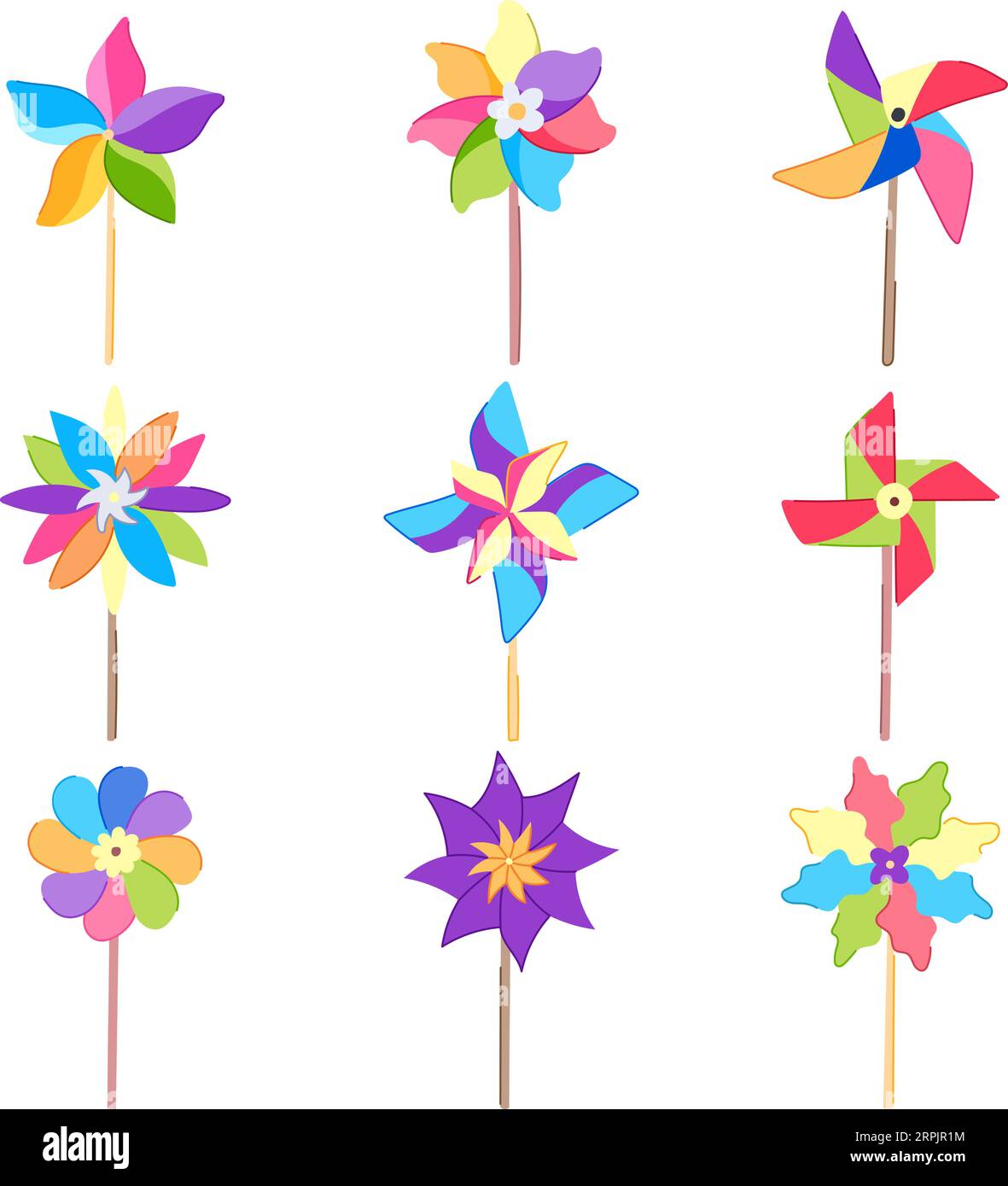 illustrazione vettoriale dei cartoni animati del set di giocattoli pinwheel Illustrazione Vettoriale