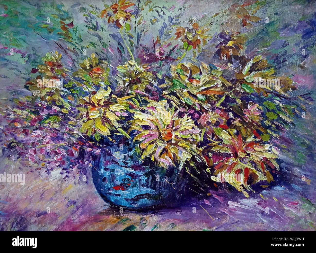 Pittura d'arte colore olio fiore Foto Stock