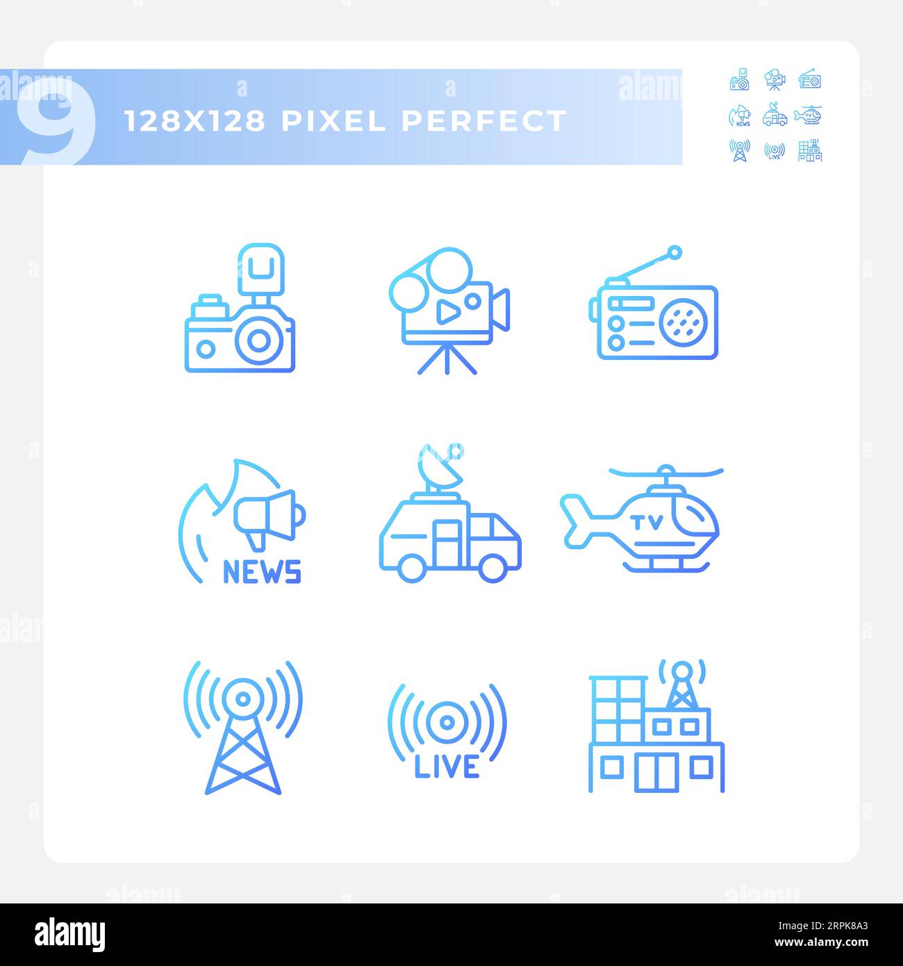 icone di giornalismo pixel perfect gradient Illustrazione Vettoriale