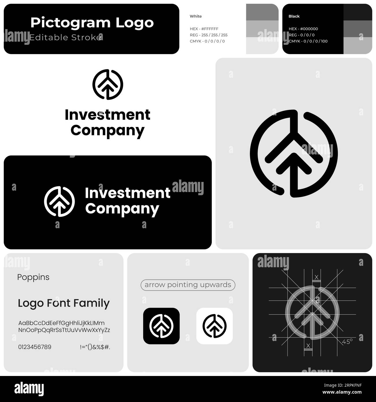 Logo aziendale della linea monocromatica dell'azienda di investimento Illustrazione Vettoriale