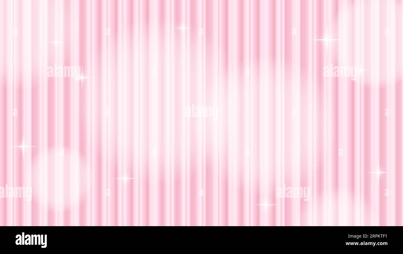 Graziose tende in raso rosa illuminate da luci multiple e scintillanti. Materiale illustrativo di sfondo orizzontale. Foto Stock